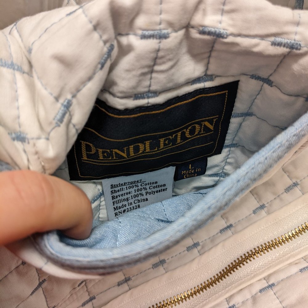 Pendleton Cotton Lightweight Reversible Baby Blue… - image 5